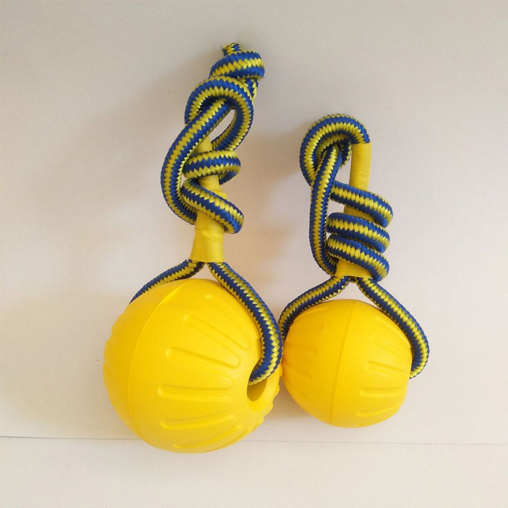 Suction Cup Dog Tug Toy - 7cm/9cm amarelo indestrutível bola de borracha