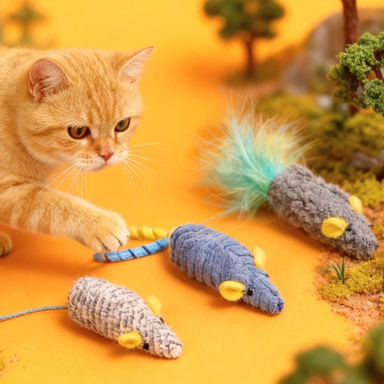 Catnip Interactive Plush Mouse - Brinquedos do gato 3 pçs de