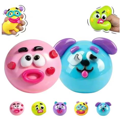 Interactive Squeaky Plush Dog Toy - DIY Smushers Squishy Cão com Rosto