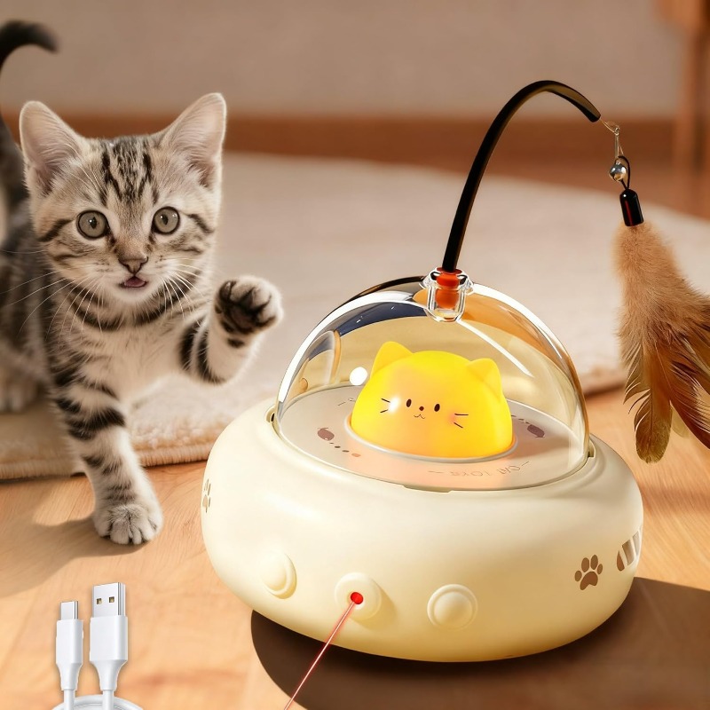Laser Pointer Cat Toy Automatic - Brinquedos Interativos Recarregáveis 2 em 1