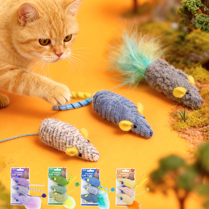 Catnip Interactive Plush Mouse - 3 pçs realista mouse brinquedo de