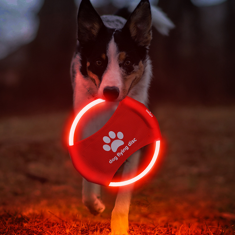 Flying Disc Dog Training Toy - Disco voador de cachorro com led,