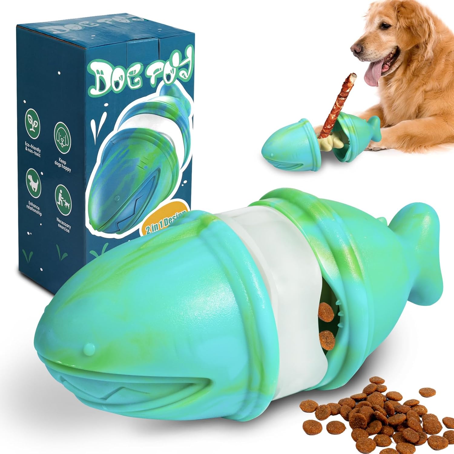 Rubber Treat Dispensing Dog Toy - Brinquedo de mastigar 2 em 1
