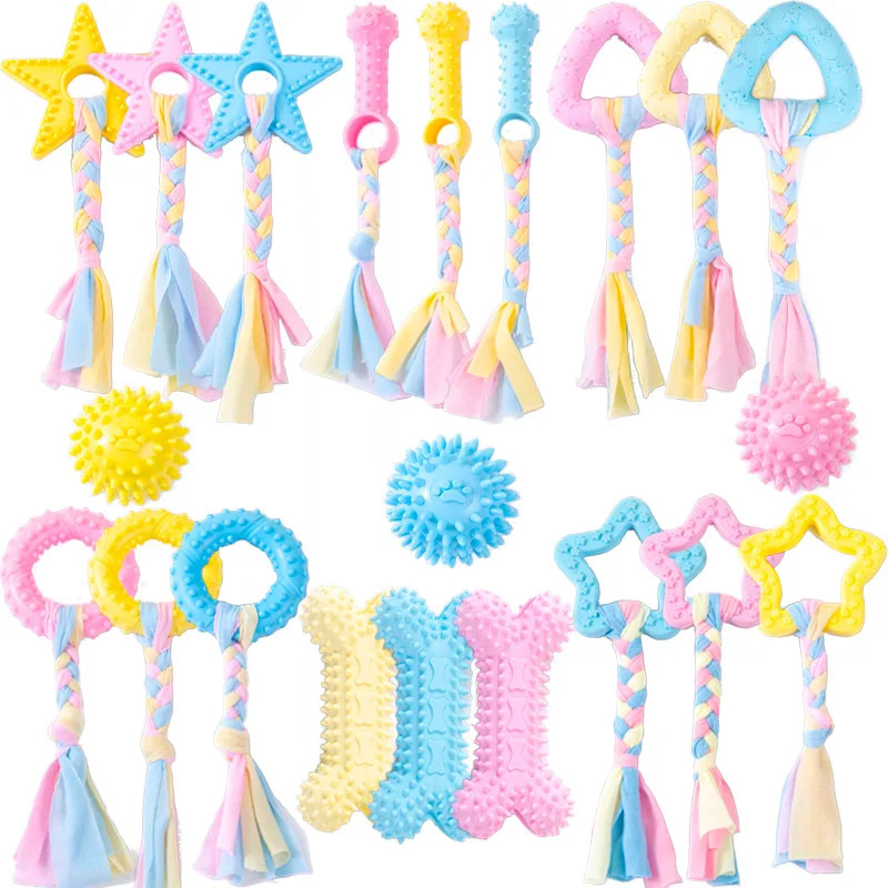 Teeth Cleaning Dog Chew Bone - Brinquedo de Borracha Durável para Cães,