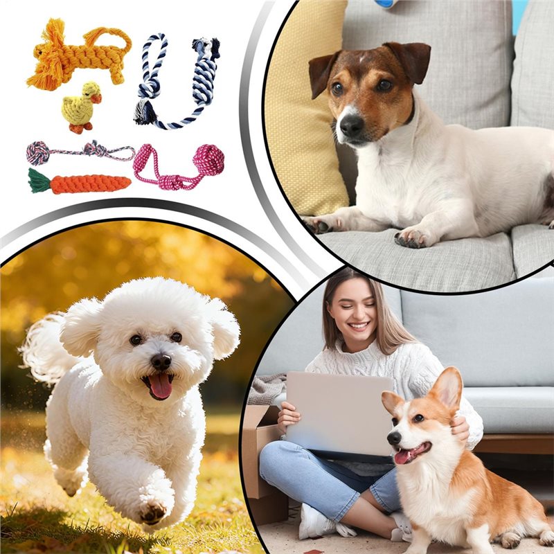 Corda para cães, 6 peças, algo - Dog Rope Toy Aggressive Chewers avaliação e preço