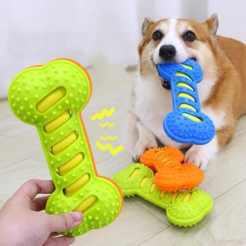 Brinquedo de Borracha Durável  - Teeth Cleaning Dog Chew Bone avaliação e preço